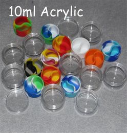 10ml acrylic Silicone Containers With Silicone Clear Acrylic Shield Container Nonstick For Oil Wax Dabs Slick Jars Hookah Gel7731876