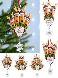 Resin Christmas Decorations Blanks Loving Elk Family Gifts of 2 3 4 5 6 Heads DIY Name and Greetings Xmas tree pendant 18 Discoun4534882