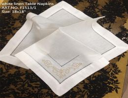 Home Textile 12PCSLot Elegant French styling white linen Table Napkin18quotx18quotWedding decoration Quality makes any g5055254