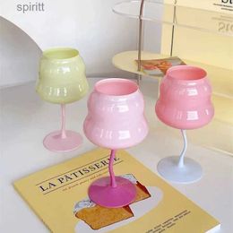 Wine Glasses Macaron Coloured Vintage Wine Glass Coloured Glass Red Wine Goblet Small Fresh Cream Twister YQ240105