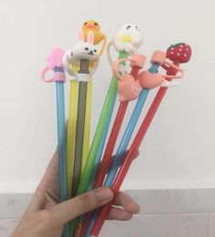 2021 Factory Plastic Reusable Creative Cartoon straw with Cute Topper Drinking Straws for Tumblers8295738