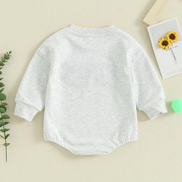 Rompers Baby Girls Boys Sweatshirts Infant Clothes Letter Fuzzy Embroidered Crew Neck Long Sleeve Toddler Fall Bodysuits