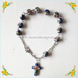 Bracelets Wholesale free shipping 5 pcs/pack 8mm cloisonne bead rosary bracelet, cloisonne rosary bangle special offer