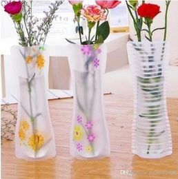 New Unbreakable Foldable Reusable Plastic Flower Vase Creative Folding Magic PVC Vase 117cm27cm Mix Color Home Decor1762634