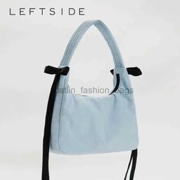 Shoulder Bags LEFTSIDE 2024 Spring Casual Small Bow Design Nylon Women Handbags and Purses Sweet Trend Simple Vintage Ladycatlin_fashion_bags