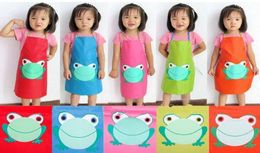 Fashion Cute Children Waterproof Apron Cartoon Frog Printed Painting Cooking5480397