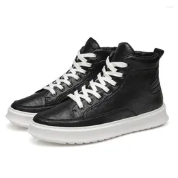 Boots Leather Fashion High Top Shoes Men Lace-Up Mens Elevator Sneakers Arrival Casual All-match Men's