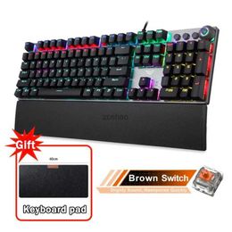 Keyboards RYRA Gaming Mechanical Keyboard 108 Keys Wired Keyboards Green Black Tea Axis RGB With Hand Rest For Esports PC Computer GamerL240105