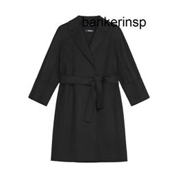 Cashmere Coat Maxmaras Labbro Coat 101801 Pure Wool MaxMara/MaxMara Women's Black First Cut Wool Lace Up Medium 9016043906013