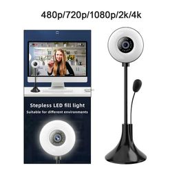 Webcams Webcam 4K Full HD USB Adjustment Multi-Directional Web cam for Webcast Skype Streaming LiveL240105