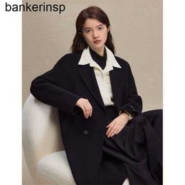 Cashmere Coat Maxmaras Labbro Coat 101801 Pure Wool Self Skilled Small Wool Mid length sided Autumn/Winter New Suit Collar TopZR0U