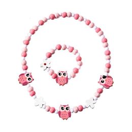 Stylish Kids Cartoon Creative Colorful Animal Shape Bracelet Necklace Jewelry Set for Children style