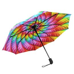 Automatic Umbrella Colour vortex design Parasol Rain Sun Protection Women Three Folding Portable Outdoor 240109