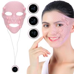 3D Silicone Mask Electric EMS Vibration V Face Massager Anti wrinkle Magnet Massage Face Lifting Slimming Beauty Tool 240108