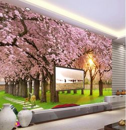 Cherry blossom grass mural TV wall mural 3d wallpaper 3d wall papers for tv backdrop5418282