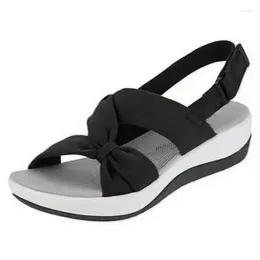 Sandals Women Summer Closed Toe Roman Bow Platform Wedges