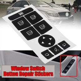 Car Stickers 5 Sets For Mercedes Benz 2007-2014 Matte Black Window Switch Button Repair Stickers Replacement Accssories