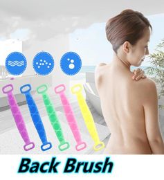 Double sided Silicone bathing towel brush belt long strip back rubbing bath towels exfoliate device JXW6358520851