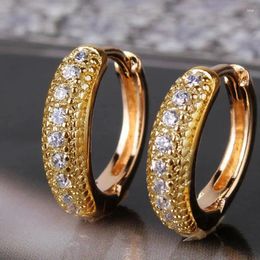 Dangle Earrings One Line CZ Hoop For Women Fashion Contracted Design Gold Colour Statement Ear Earring Daily Temperament Jewellery