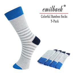 Emilback 5 PRS/Lot Colorful Mens Happy Funny Casual Long Bamboo Socks High Quality Very Soft Antibacterial Big Size Breathable S 240104