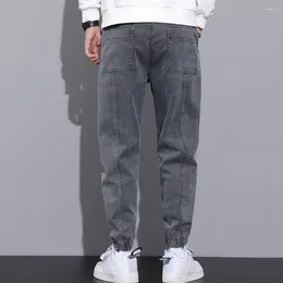 Men's Pants Loose Fit Leggings Jeans For Men Elastic Waist Drawstring Cargo With Ankle-banded Fall