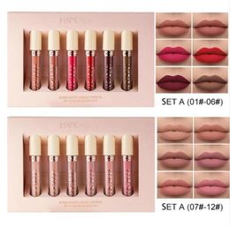 HANDAIYAN 6 Colorsbox lip gloss Matte Liquid Lipstick Kit Makeup Set Matt Nude Velvet Lips Cosmetics Tint Lipgloss Waterproof5800765