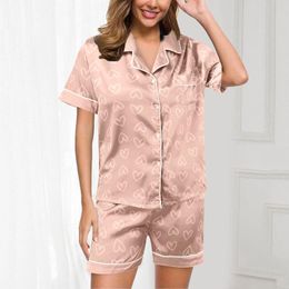 Women's Sleepwear 2024 Pajamas Set Luxury Satin Silk Short Sleeve Leisure Home Clothes Nightwear Pyjamas For Women