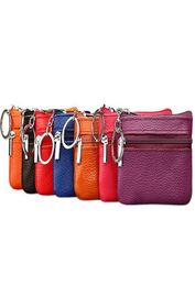 107cm Soft leather zip coin purse Mini Purse Wallet with keychain zipper pouch Storage Bags Women Ship6453307