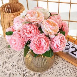 Decorative Flowers 10pcs Rose Peony Artificial Flower DIY Home Room Decor Wedding Decoration Bride Holding Bouquet Fake