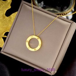 Car tires's Pendant Necklac Best sell Birthday Christmas Gift High version light luxury titanium steel circular zircon necklace for female With Original Box