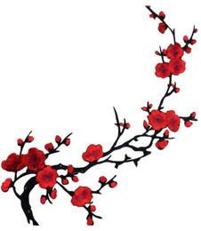 Plum Blossom Flower Fabric Applique Wintersweet Clothing Embroidery Patch Fabric Sticker Iron On Sew Craft Sewing Repair 09Otm8883040