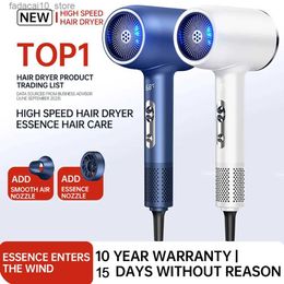 Hair Dryers 2400W Professional Hair Dryer with Negative Ion LED Digital Display High Speed Leafless Blower Low Noise Power Hot and Cold Air Q240109