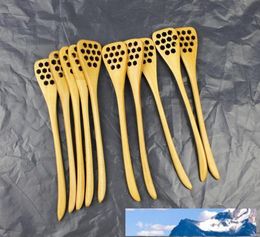 New Design 10pcs Honeycomb Stirring Spoon For Hollow Design Kitchen Honey Stick Stirrer Wooden Tableware Long Handle Honey Dipper6119712