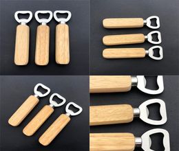 Stainless Steel Beer Bottle Opener Wooden Handle Smooth Strong Solid Wood Bar Restaurant Bottles Openers 1 45lx F21605015