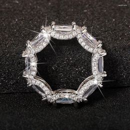 Cluster Rings Eternity Female Promise Ring Zircon White Gold Filled Engagement Wedding Band For Women Bridal Gemstones Jewellery