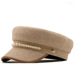 Berets Women Girl Pearl Beret French Artist Warm Winter Beanie Hat Cap Vintage Plain Hats Solid Colour Elegant Lady Caps