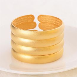 4 pcs Fashion Jewellery Bangle 2021 Trend 24 k Fine Solid Gold GF Matte Cuff Bracelet Women Retro High-Quality Bangles254S