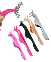 Tamax NA013 1pc False Eyelash Tweezers Fake Eye Lash Applicator Eyelash Extension Curler Nipper Auxiliary Clip Clamp Makeup Forcep9021284