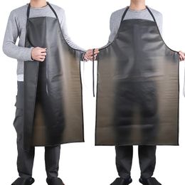 PVC Apron Waterproof Oil-proof Soft Leather Kitchen el Aquatic Butchery Food Canteen Cooking Chef Apron Barber Leather Apron 240108