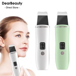Ultrasonic Skin Scrubber Blackhead Remover Cleanser 4 Modes Peeling Shovel Face Lifting Tool EMS Spatula Deep Cleansing 240108