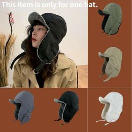 Unisex Mens Trapper Hats Russian Winter Warm Fur Lined Windproof Ski Hat Thicken Lining Snow Beanies Bomber Cap 240108