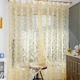 Curtain Leaf Printing Gauze Decorative Articles Translucent Yarn Sheer Lightweight Porch Partition For Room Door Window