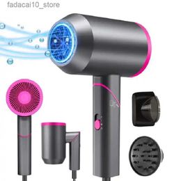 Hair Dryers Portable Ionic Blow Dryer Foldable Handle With Blue Light Custom Fast Drying Hair Care Hair Dryer Q240109