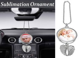 Sublimation Car Ornament Decorations Pendant Necklace Angel Wings Shape Blank Transfer Printing Consumables Supplies Decor Key4648990