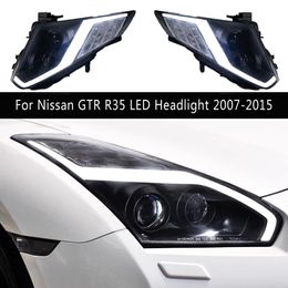 Car Styling Head Lamp For Nissan GTR R35 LED Headlight 07-15 DRL Daytime Running Light Streamer Turn Signal Indicator Front Lighting