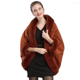 Women's Fur A3 European And American Autumn Winter Clothing Faux Coat Women Thickened Lamb Wool Cloak