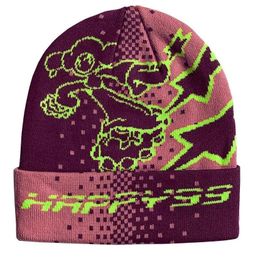 Y2K Winter Cartoon Skull Hats Women Gothic Jacquard Windproof Warm Caps Men Hip Hop Skullies Streetwear Knitted 240109