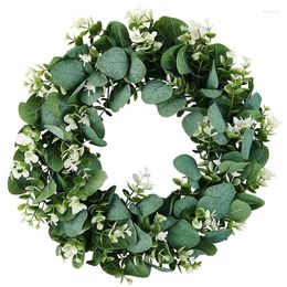 Decorative Flowers BEAU-17.72 Inch Wreaths For Front Door Artificial Eucalyptus Wreath Spring All Seasons Outdoor