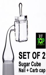 Pure Quartz Sugar Cube Banger Nails with 10 144 188mm FrostedClear Joint square carb cap SET OF 27108344