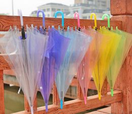 Wedding Favour Colourful Clear PVC Umbrella Long Handle Rain Sun Parasol See Through Umbrellas SN23359527415